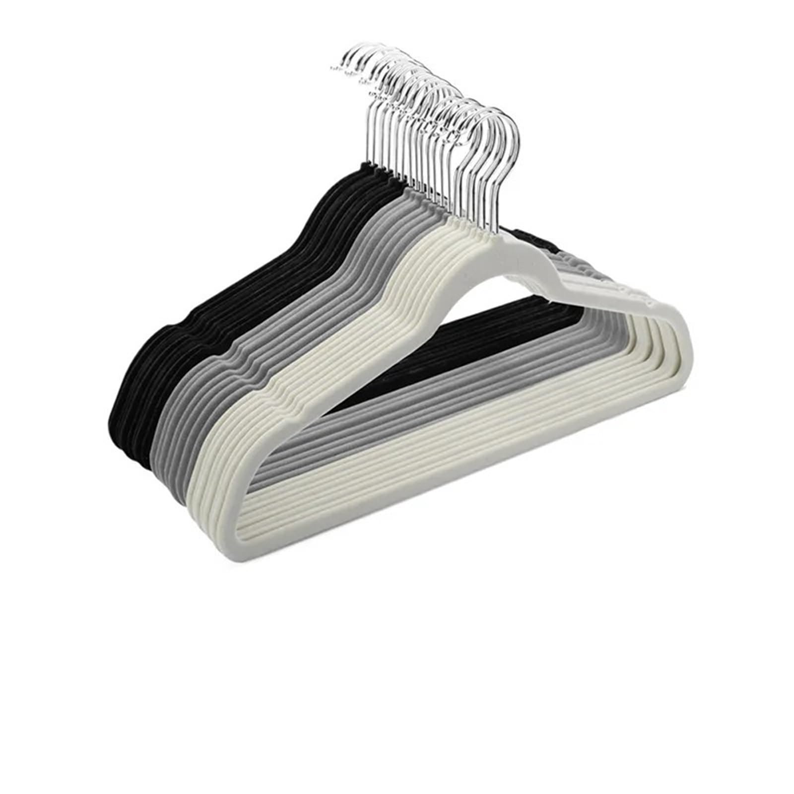 Perchas para Trajes Percha de Terciopelo Antideslizante 45/35/30 cm, con Gancho y Flocado, Ideal for Tiendas Ropa, Abrigos sin Rastro(White 1,Adult 45CM 10pc)