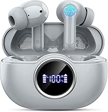 Wireless Earbuds, 2025 Bluetooth 5.4 Headphone 3D Bass Hi-Fi Stereo Ear Buds, 4 ENC Noise Cancelling Mic, 40H 3g USB-C in-Ear Earphone, IP7 Waterproof Workout Sport for Laptop Pad Android iOS, Grey