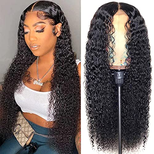 WENYU Lace Front Wigs Human Hair Curly 13x4 Lace Frontal Human Hair Wigs for Black Women Human Hair Pre Plucked with Baby Hair 150% Density Brazilian Curly Lace Front Wigs Human Hair 16 Inch