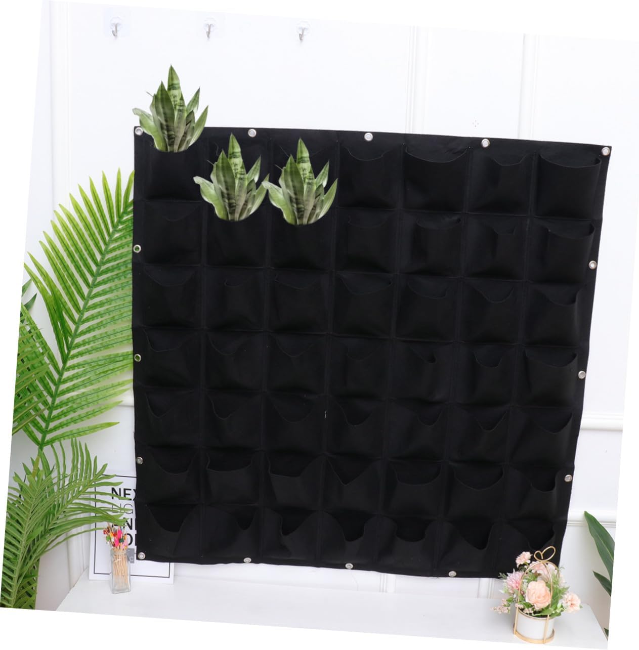 DOITOOL Vertical Hanging Plant Grow Bag Felt Planter for Indoor Outdoor Wall Gardening Balcony Patio Multi-Plant Container Nursery Bag Black