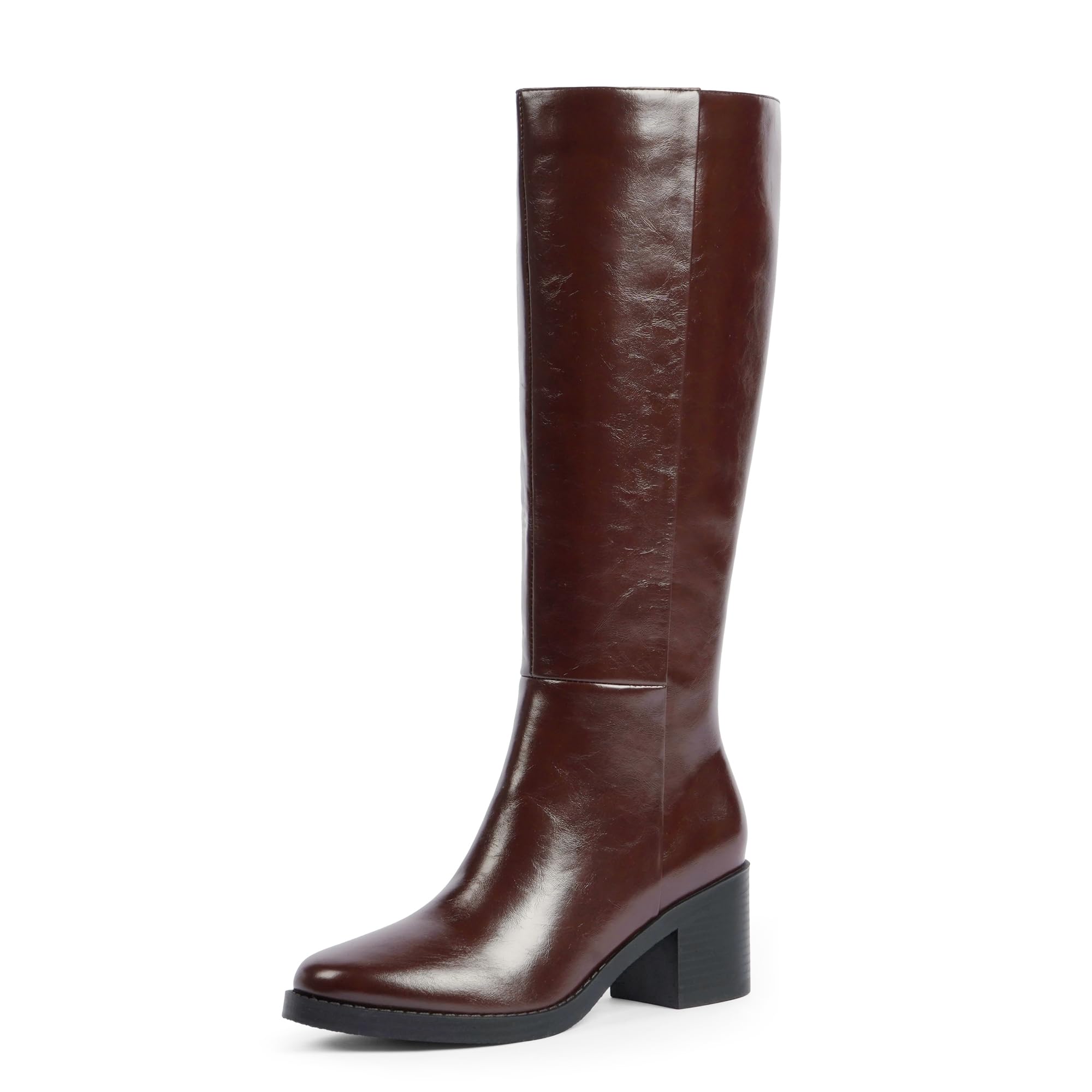 Knee High Boots for Women 2 56 Chunky Heel Round Toe Side Zipper Fall Winter Dress Tall Boots