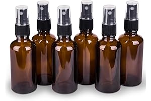 6 Pack Amber Essential Oil Glass Spray Bottles