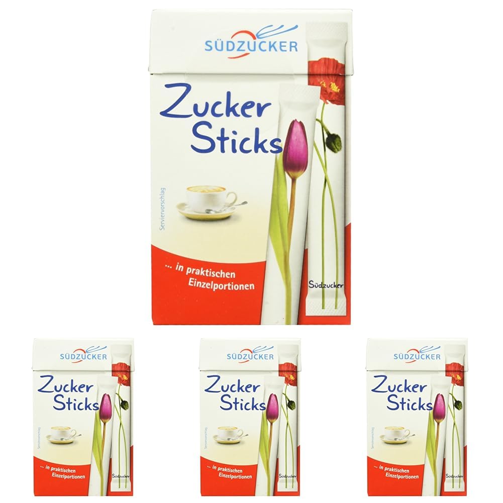 Südzucker Zuckersticks, 50 Sticks, 250g (Packung mit 4)