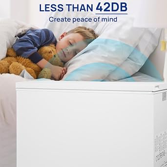Chest Deep Freezer 14 Cu Ft, Large Freezer Chest with 7 Level Adjustable Temperature, Top-opening with Removable Storage Basket, Energy Saving, Universal Wheels, White