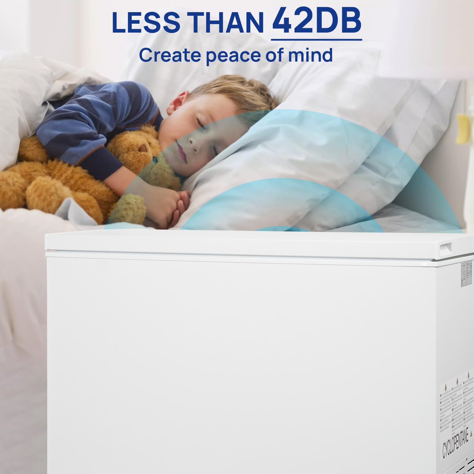 Smad Chest Deep Freezer 14 Cu Ft, Large Chest Freezer With 7 Level Adjustable Temperature,Compact Freestanding Top-Opening Deep Freezer With Removable Storage Basket, Wheels, White on Fridge.com - View 6