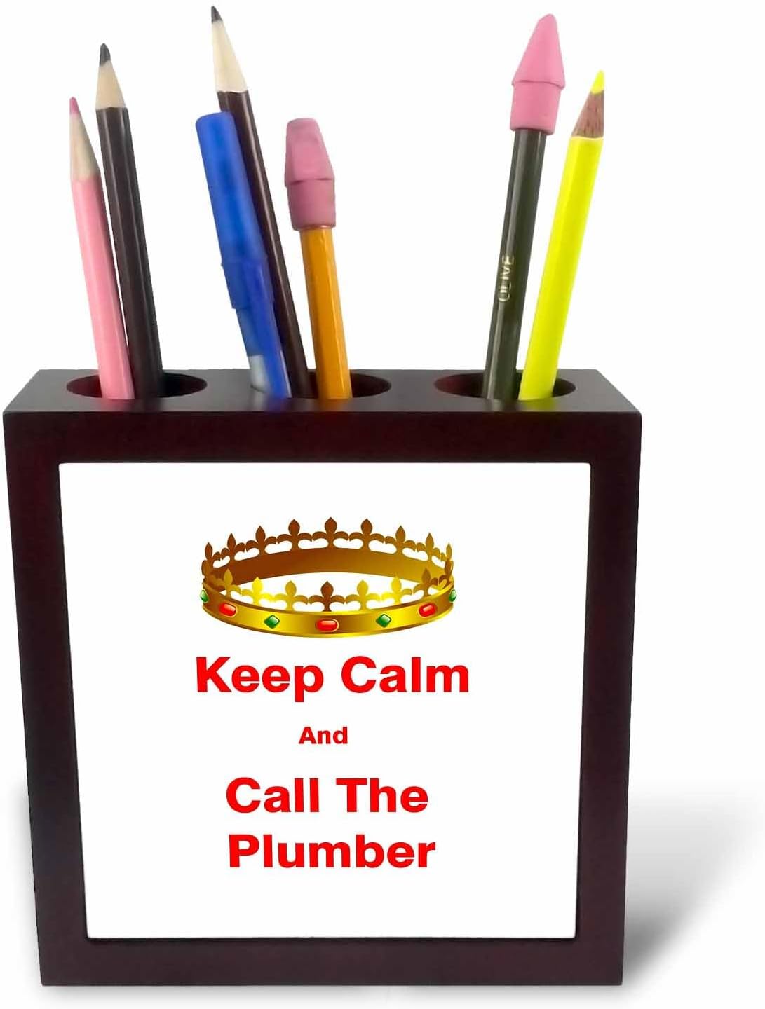 3dRose Image of Keep Calm And Call the Plumber 5 inch tile pen holder