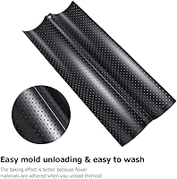 Vista 7 de Luxshiny Pan de pan francés, herramienta para hornear de cocina, antiadherente, perforada, sartén para pan francés, sartén para hornear pan francés