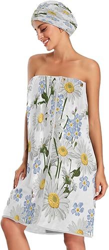 Miniatura 3 de Juego de 3 toallas de spa para mujer, con cierre ajustable con diseño de flores Forget-me-not Flower
