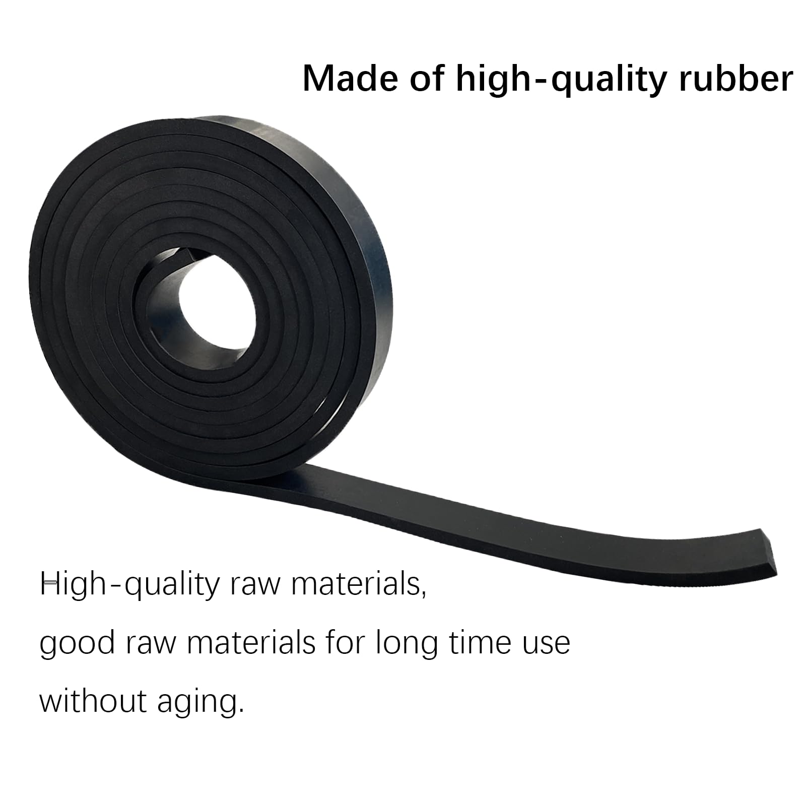 Tiras gruesas de goma sólida, hoja, rollos de 1/4 (.25) pulgadas de grosor x 1 pulgada de ancho x 10 pies de largo, rollos de goma sólida para juntas de bricolaje, almohadillas antideslizantes, pisos,