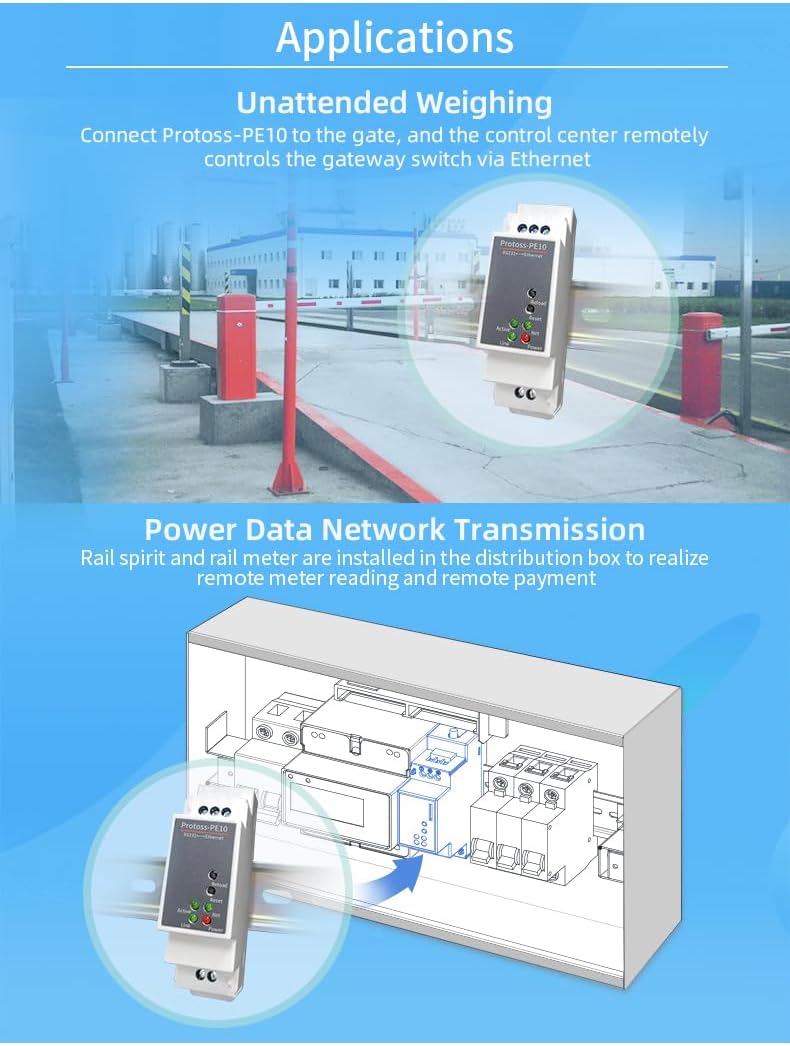 JMT DTU RS232 to WiFi Serial Server Protoss Series Industrial Wireless Adapter Data Collector Rail Mounting (Protoss-PE10-H AC)