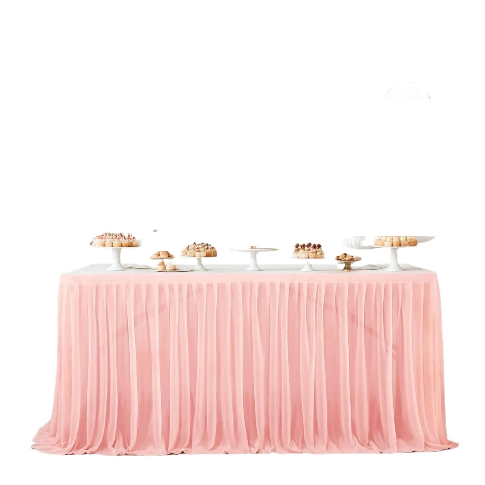 Jupe de table à volants occultante en tulle fluide pour décor de mariage