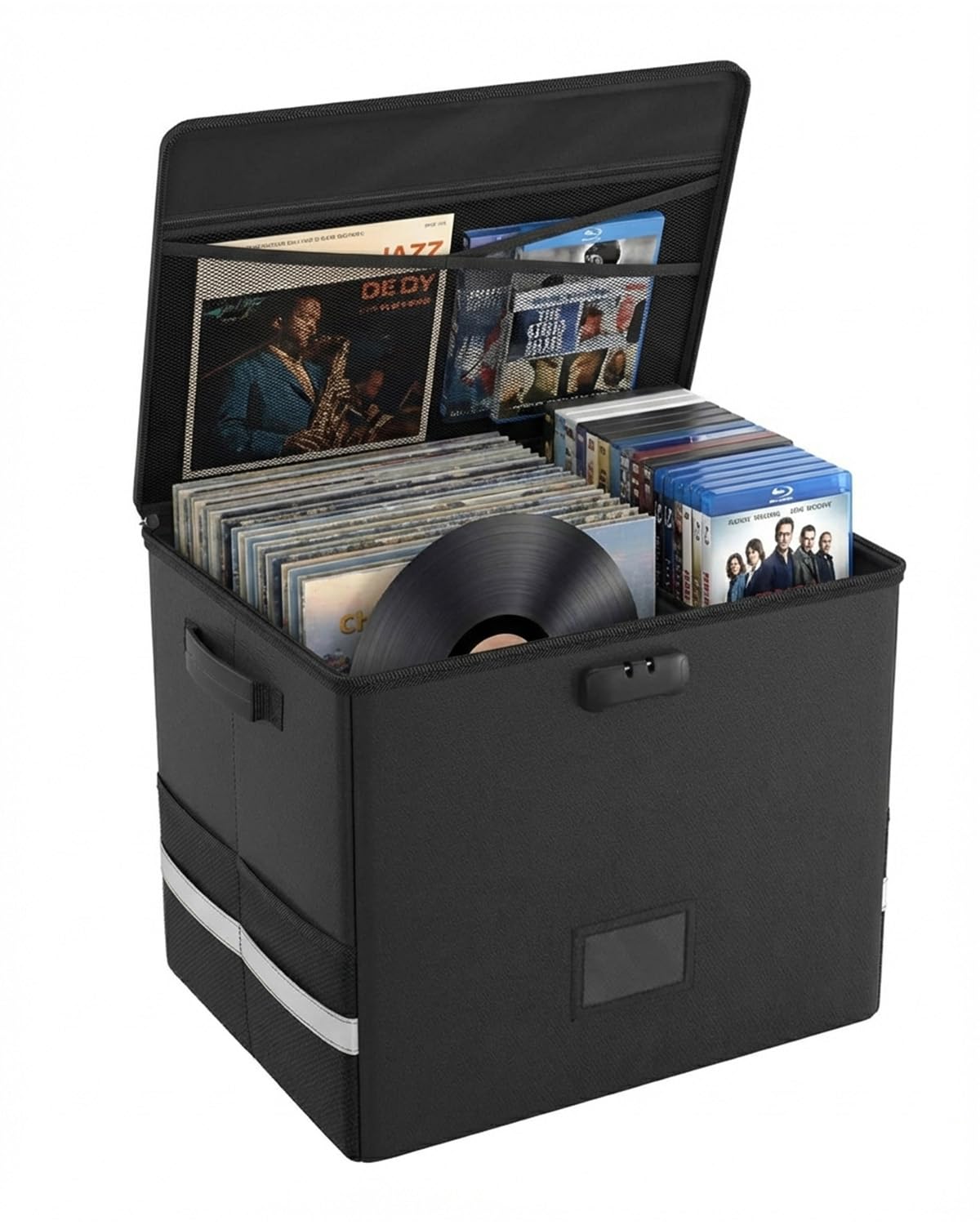 Maraiss Black Fireproof Document Box Comic Book Storage Box With Lock 33 X 33 X 33Cm Large File Organizer For Documents, Office Storage Box With Dividers And Lid, Secure Document Safe For Magazines And Comic Books