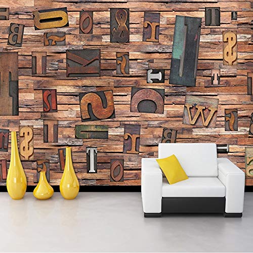 Abihua Mural Papel Tapiz Mural 3D Personalizado Para Pared De Paja Letras Inglesas Vintage Foto De Madera Mural Papel De Pared Rollos Tv Telón De Fondo De Sofá 500Cm X 300Cm