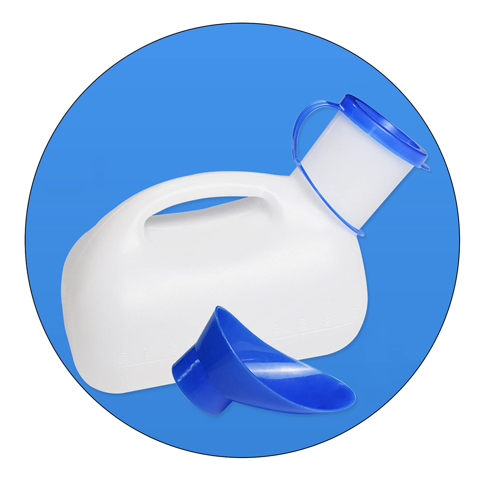 YNGJUENCP 1000ml Unisex Urinal Bottle with Lid Portable Male/Female Urinal Bottle with Measuring Scale?White?