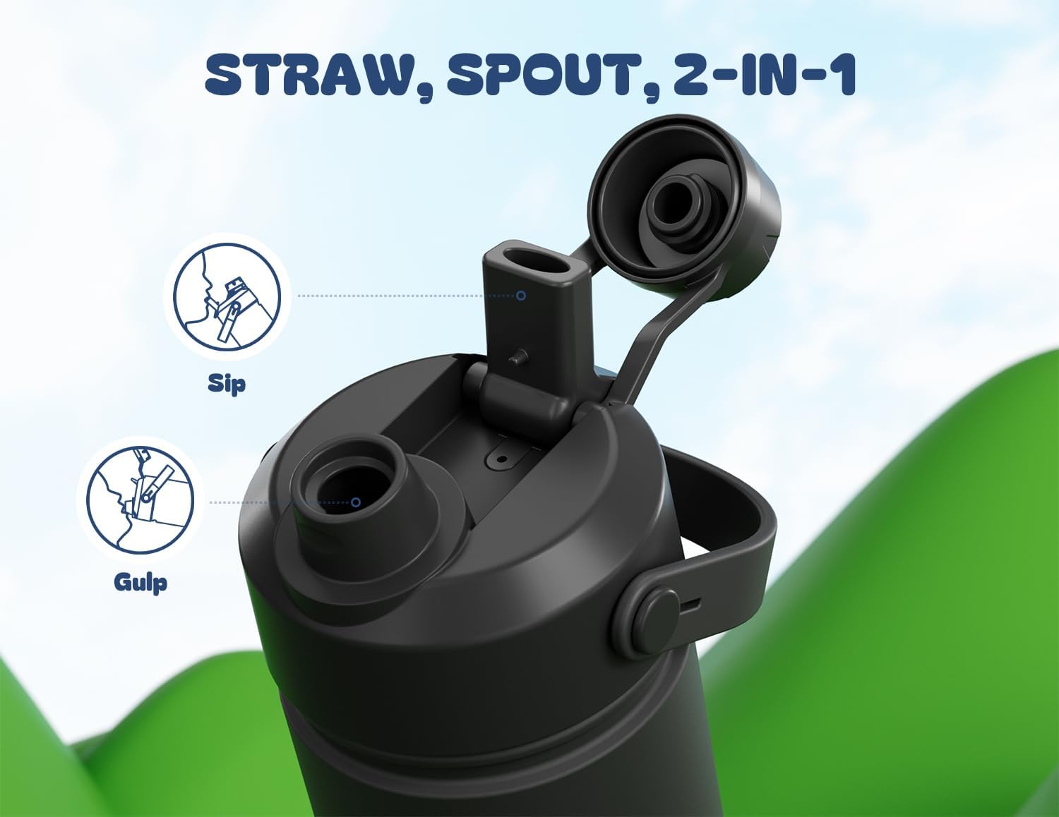 POWCAN 18 oz Insulated Water Bottle with 2-in-1 Straw and Spout Lid, Keep Cold 24H, Leak-Proof, Fits in Car Cup Holder, BPA-Free, Stainless Steel Kids Water Bottle for Sports, Travel, School (Queen) - Image 3