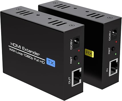 VPFET 400Ft HDMI Extender Over Ethernet Cat5 or 6 Adapter Balun 120m with Loop Output and Automatic EDID Functions Support 1080P60Hz 3D Full HD Transmitter and Receiver
