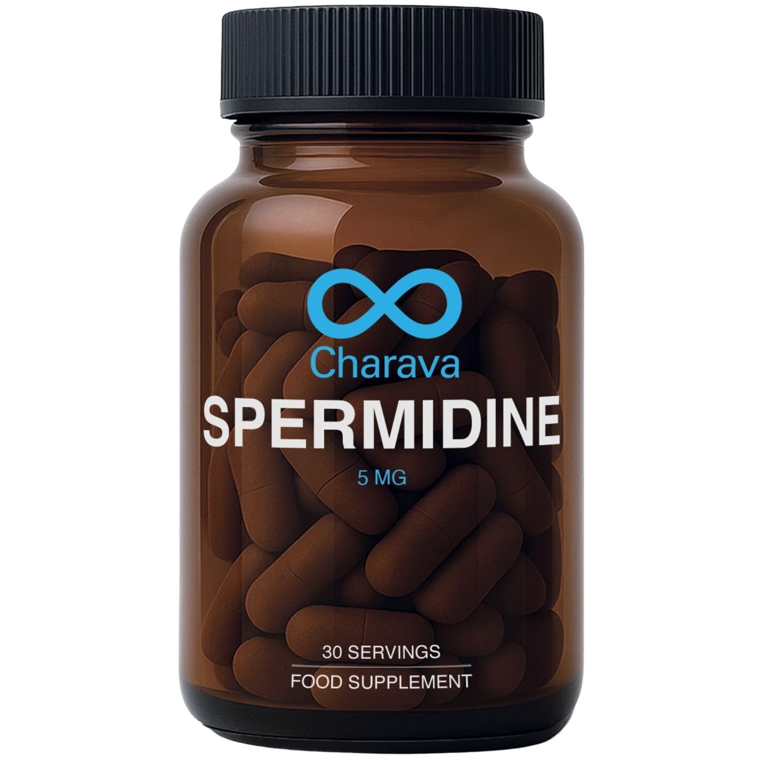 Charava Spermidine - 5mg per Serving - 30 Servings (30 Capsules of 5mg) - Gluten Free - Cellular Autophagy - Longevity - UK Based - 3rd Party Tested