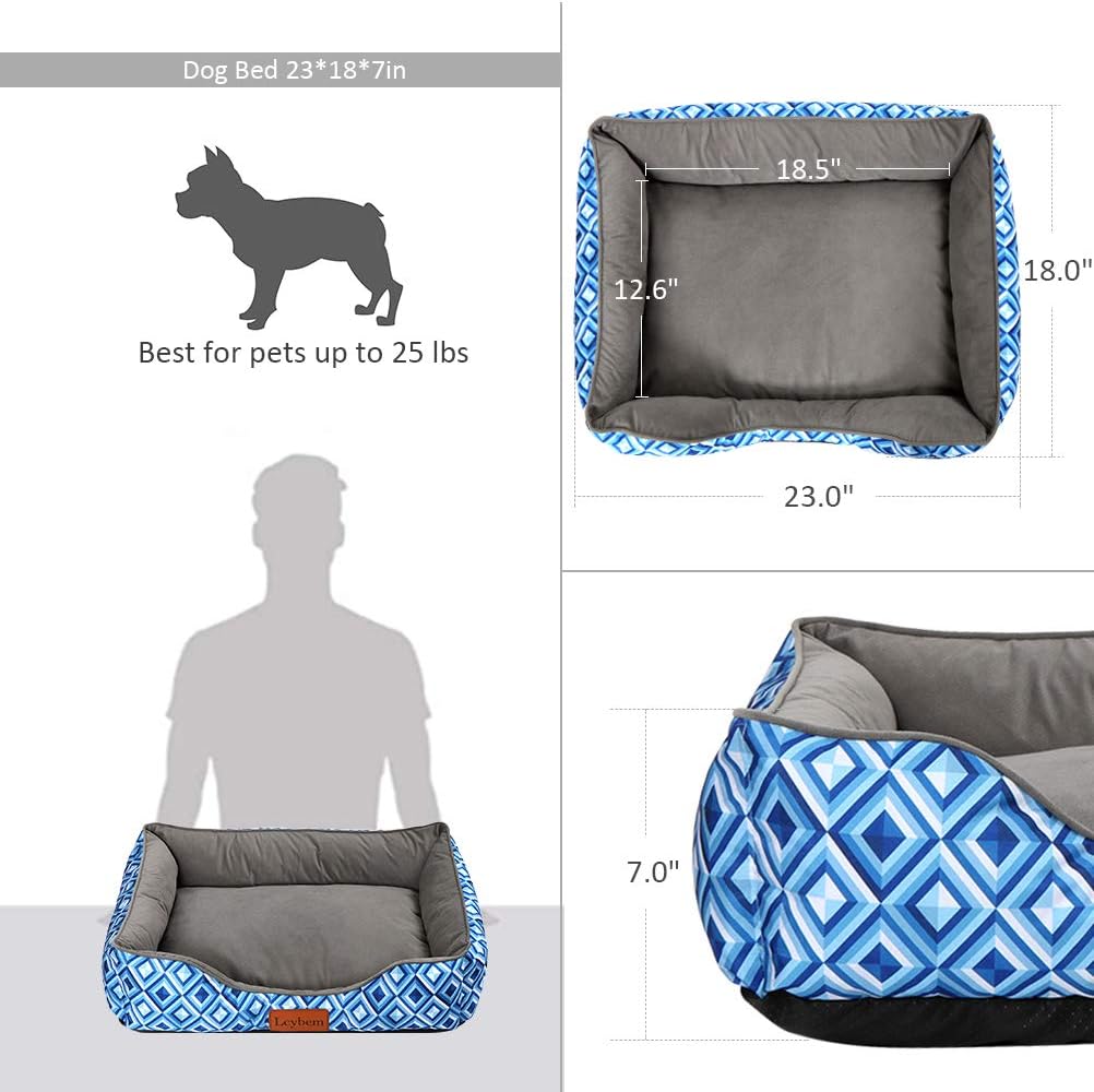 Rectangle Dog Bed Cat Bed - Pet Bed for Small and Medium Dogs,Dog Bed with Durable Oxford Cloth,Machine Washable Soft Calming Cushion Bed Up to 25lbs(M)