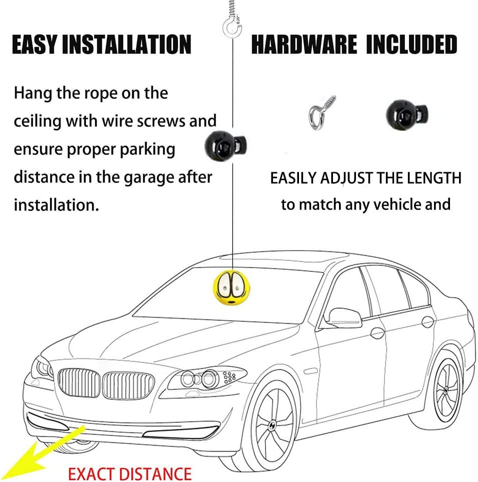 PAUTO-P Double Garage Parking Aid-Parking Ball Guide System，Parking Assistant kit Includes a retracting Ball Sensor Assist Solution.A Perfect Garage Parking Indicator