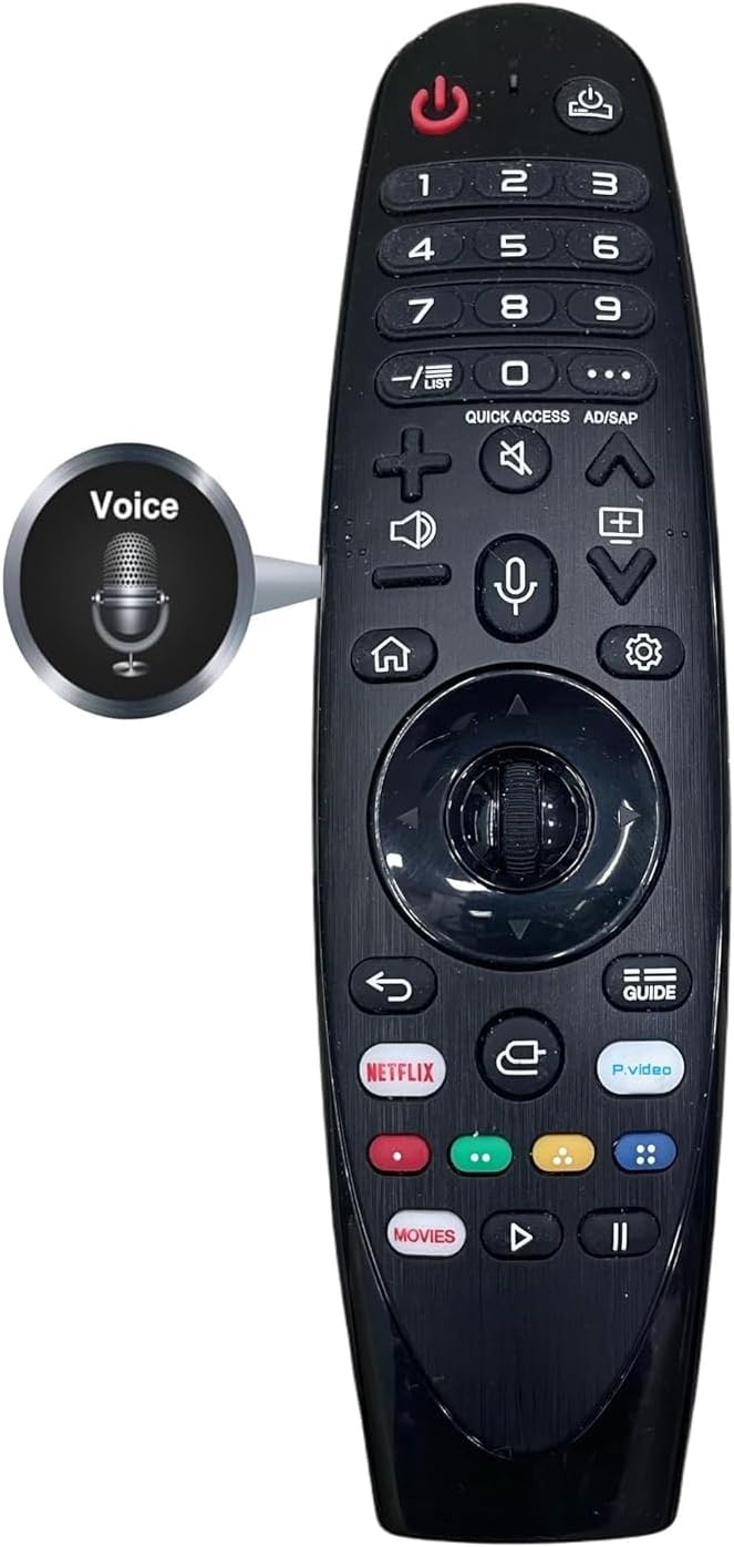 Voice Magic Remote AKB75855501 for LG Smart TV Magic Remote Replacement AN-MR20GA MR19BA MR18BA MR650A, with Pointer Function/Hotkeys Such as Netflix/P-Video/Movies