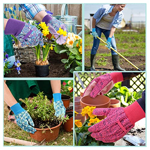Jumphigh Gardening Gloves For Women, 3 Pairs Floral Garden Gloves Ladies Soft Breathable Yard Work Glove Light Working Gloves (Medium/3 Colors) #TOP6