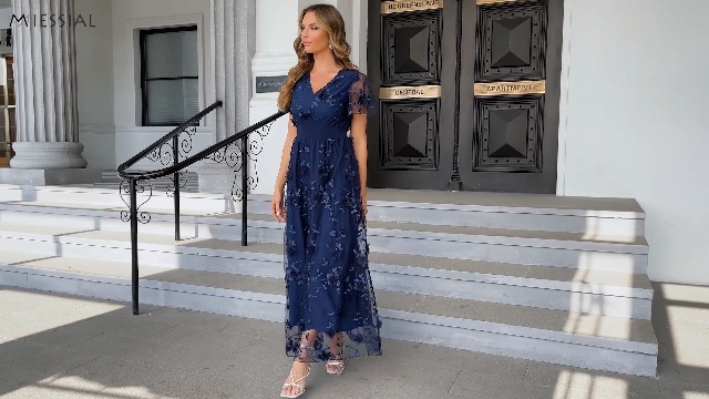 Amazon.com: Miessial Women's V-Neck Lace Floral Long Dress