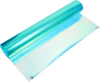 Sewroro Holographic Clear Film Iridescent Glitter Fabric Iridescent Transparent PVC Fabric Sheet for Sewing Crafts DIY (Green)