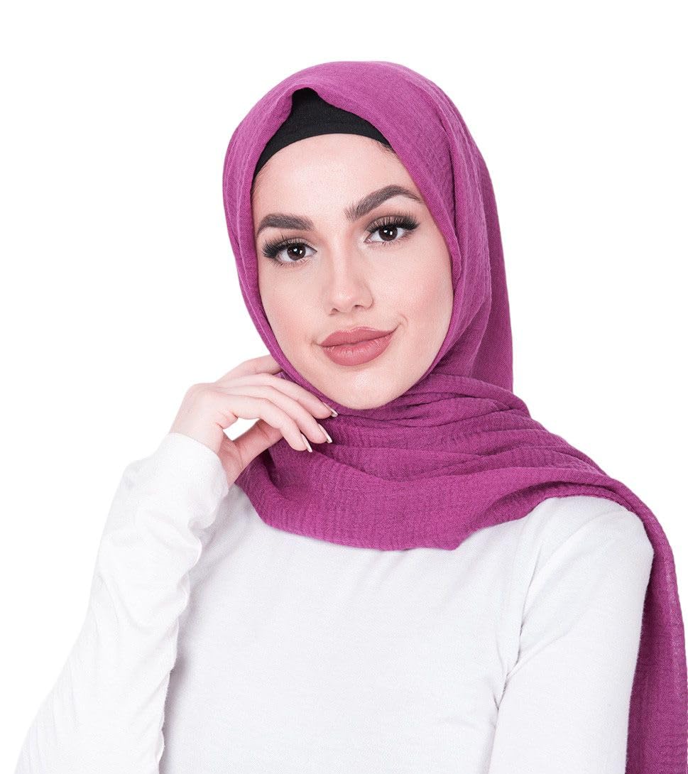 Shoes Lane Ladies Maxi Long Crinkle Frayed Edges Crimp Mix Cotton Scarf Hijab Shawl Wrap (Burgundy)