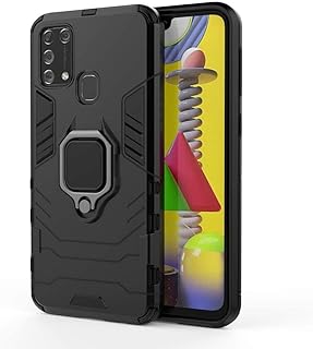 Case For Samsung Galaxy M31 Full Body Shock Resistant Armour Cover With Kickstand Cover - Black
