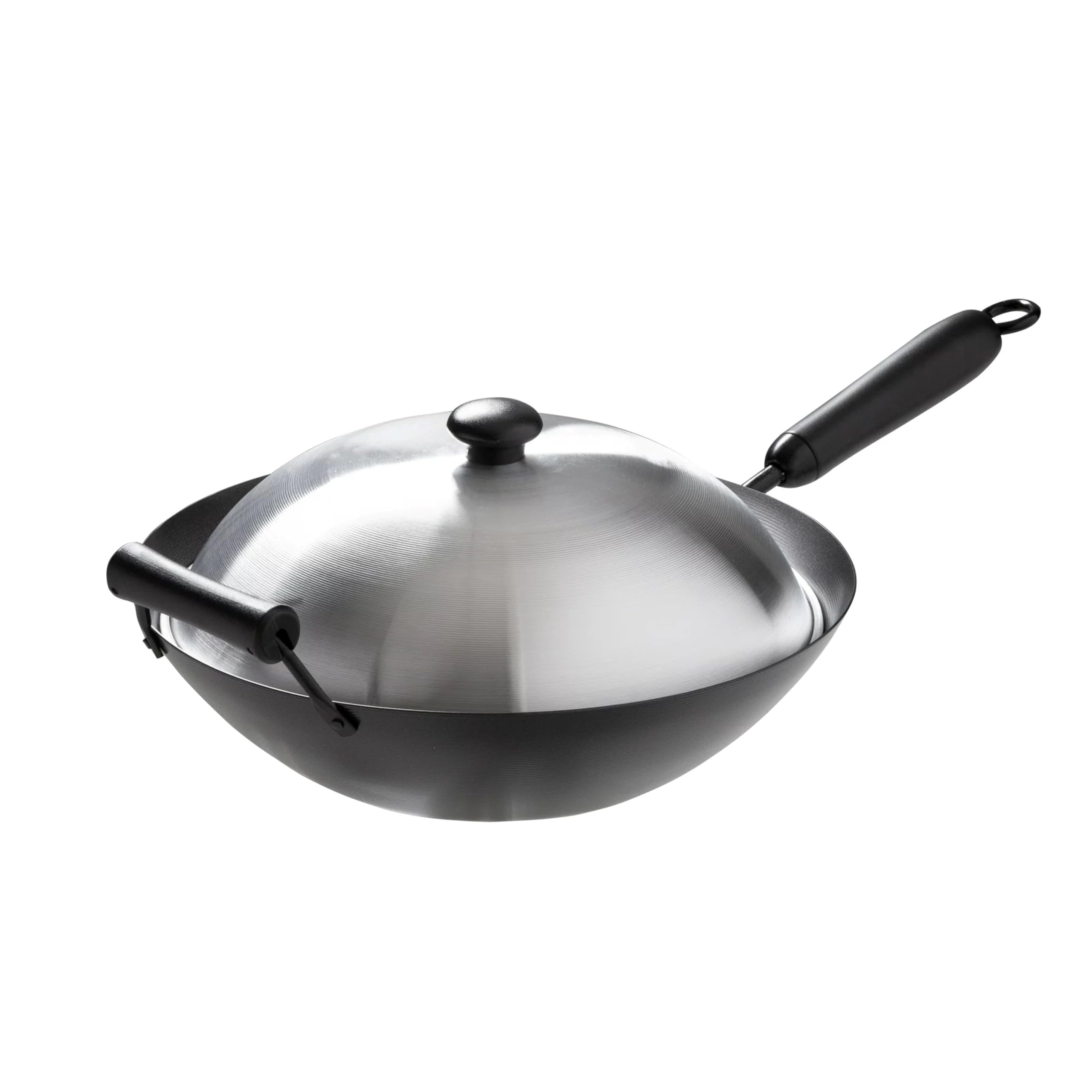 JOYCE CHEN 14-Inch Carbon Steel Nonstick Wok Set with Lid and Bakelite Handles, 4 Pieces