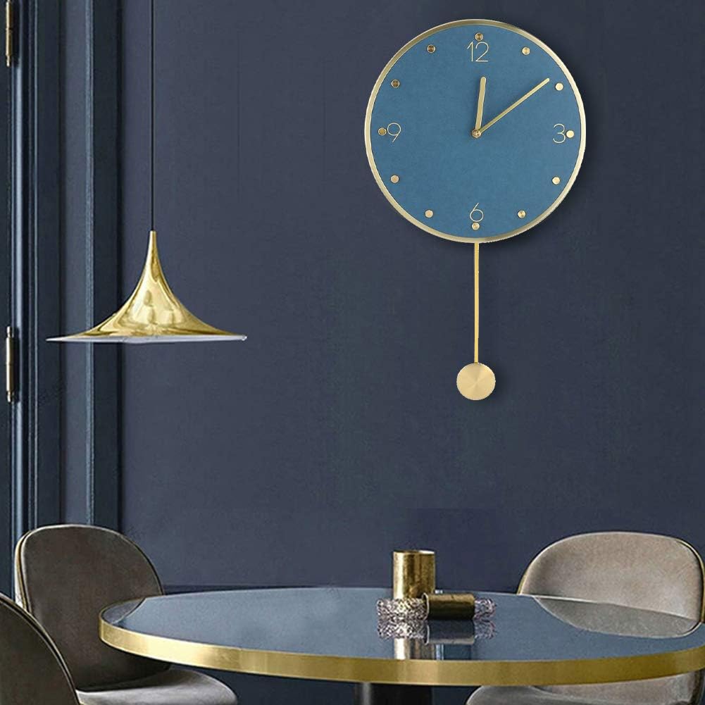 Pendulum Wall Clock Modern Swing Clock Large Wall Clocks for Living Room Battery Operated Silent Pendulum Wall Clock for Home Bedroom Office(Blue)