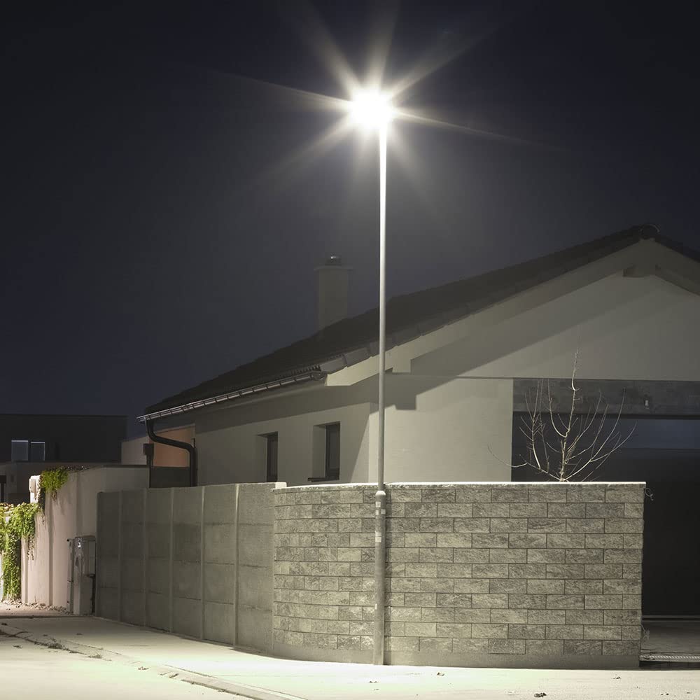 Straßenlampe Straßenlaterne LED Straßenbeleuchtung, IP65 Tageslichtlampe, grau, LED 50W 6850Lm 6500K, HxLxB 43,4x6,3x16,9cm, 2er Set