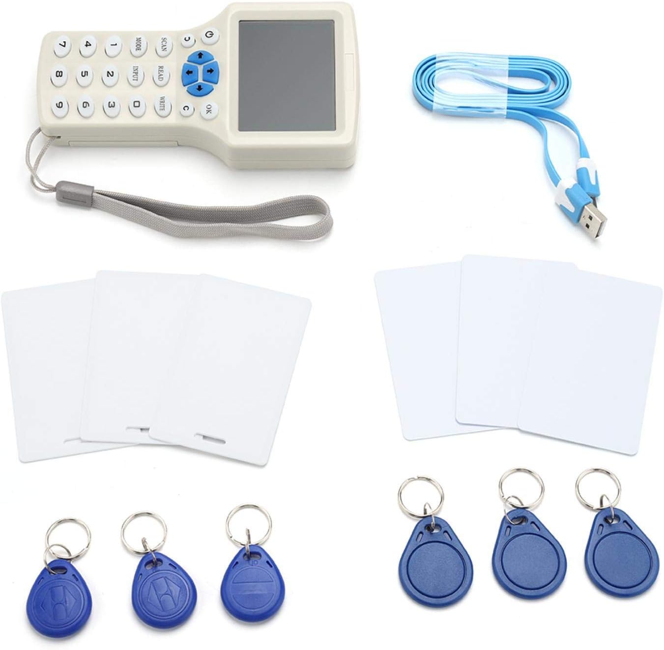 Handheld IC/ID/HID/UID RFID Access Control Card Reader Writer Copier Duplicator With USB Cable For 125Khz 13.56Mhz HID IC ID Cards, ATTACHED cards