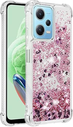 Miniatura 1 de LSWT - Funda delgada para Redmi Note 12 4G, con efecto de arena movediza líquida con purpurina y lente de cámara y protección de pantalla para Redmi