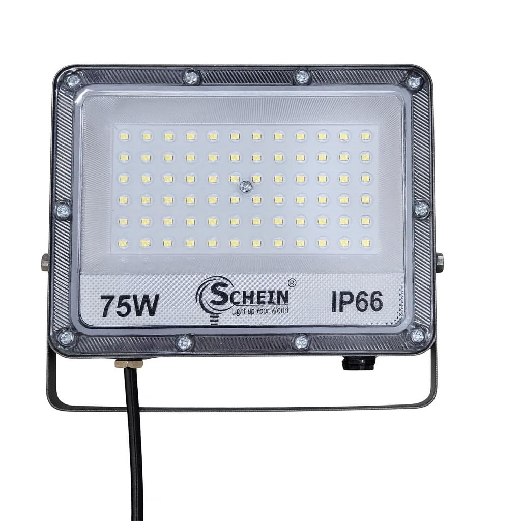 SCHEIN Aluminium 75W Waterproof Outdoor led Flood Light | Halogen Light, Focus Light for Garage, Parking, Shop -(Cool White)-Pack of 1| Short Circuit & Surge Protection | SHFL-75W BIS Approved |