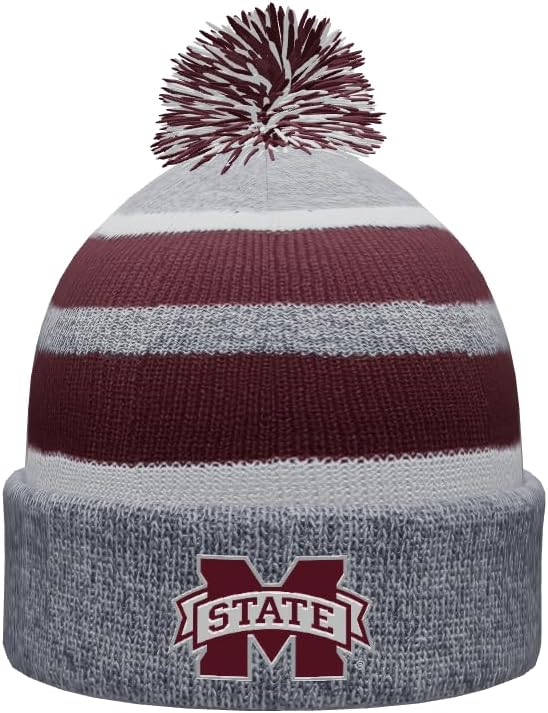 Sport Your Gear Mississippi State Bulldogs Winter Knit Pom Beanie – Officially Licensed Cold Weather Hat – MSU Fan Gear