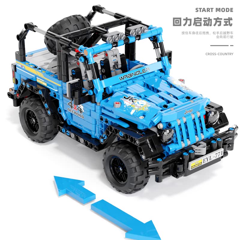 litodinogo TGL T2002 Technik Zurückziehen Wrangler Bausteine,Offroad-Geländewagen Modellauto-Bausatz, Spielzeugauto, SUV… – Bild 3