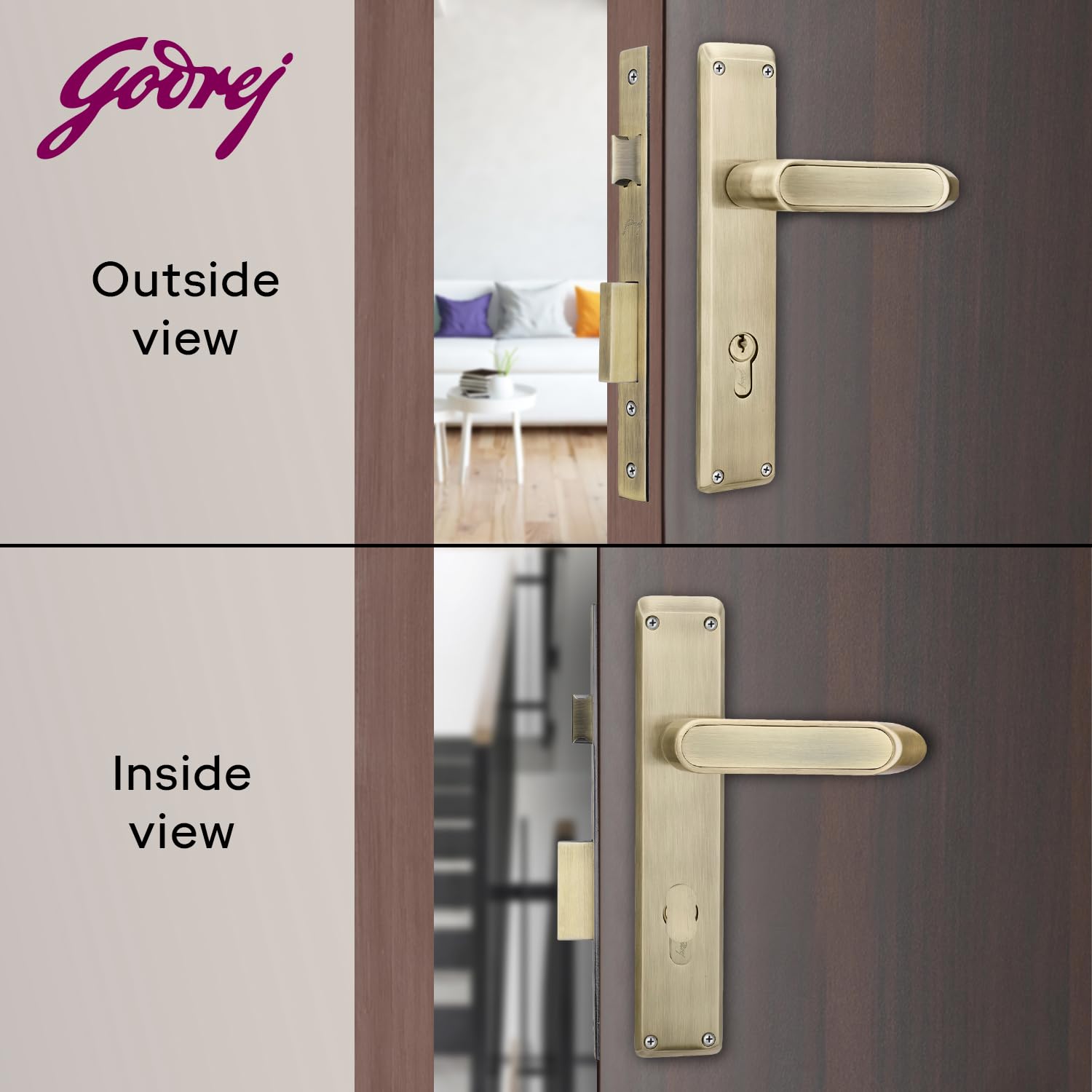 Godrej Mortise Lock - Antique Brass Security Lock -2 Godrej Mortise Lock - Antique Brass Security Lock -2