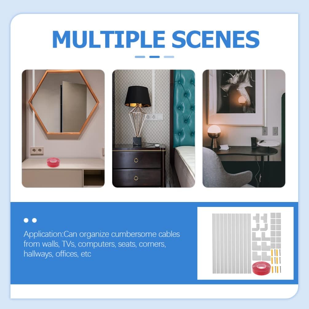 1set Cord Hider Fire-Retardant Insulated Wire Cover for Wall Easy Installation Cable Concealer for Tidy Spaces