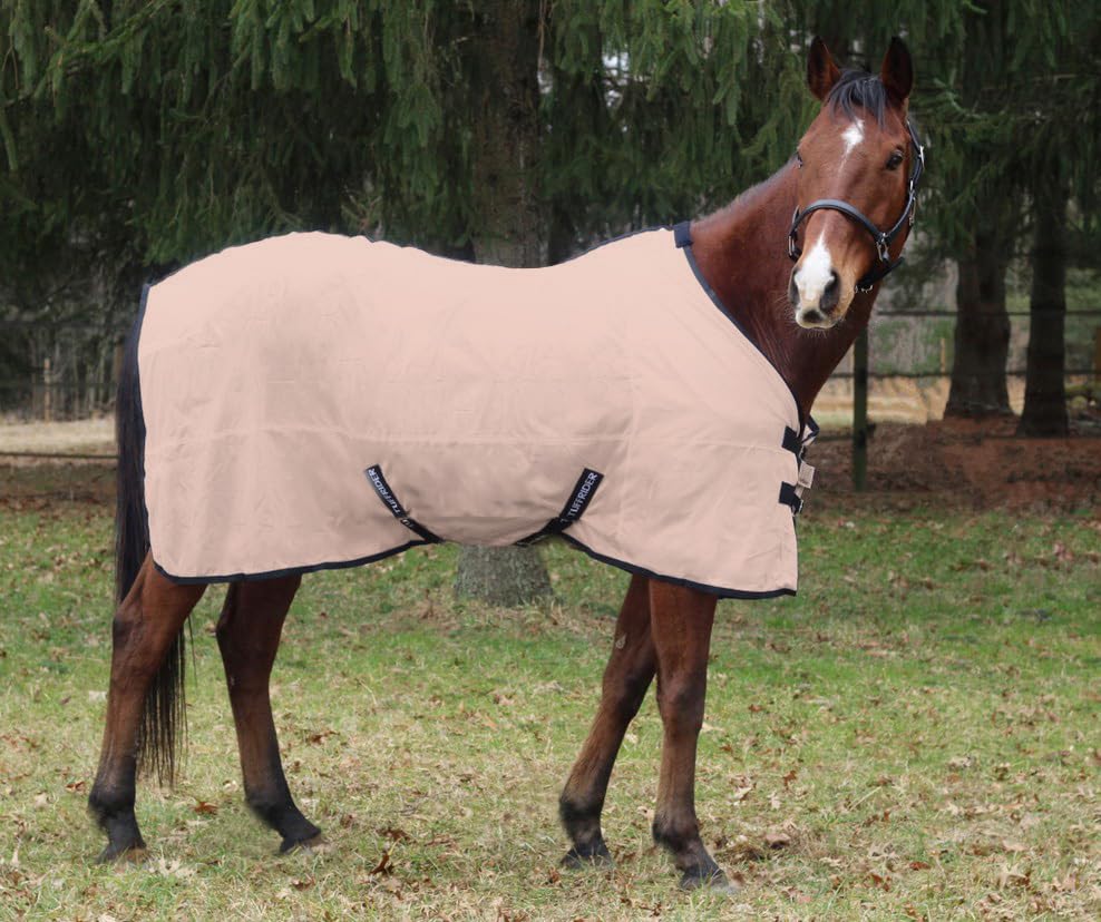 Image of TuffRider Comfy Mesh Fly Sheet | UV Protection Horse Sheet, Standard Neck, 130 Grams Breathable Polyester Mesh- Adobe Rose- 78
