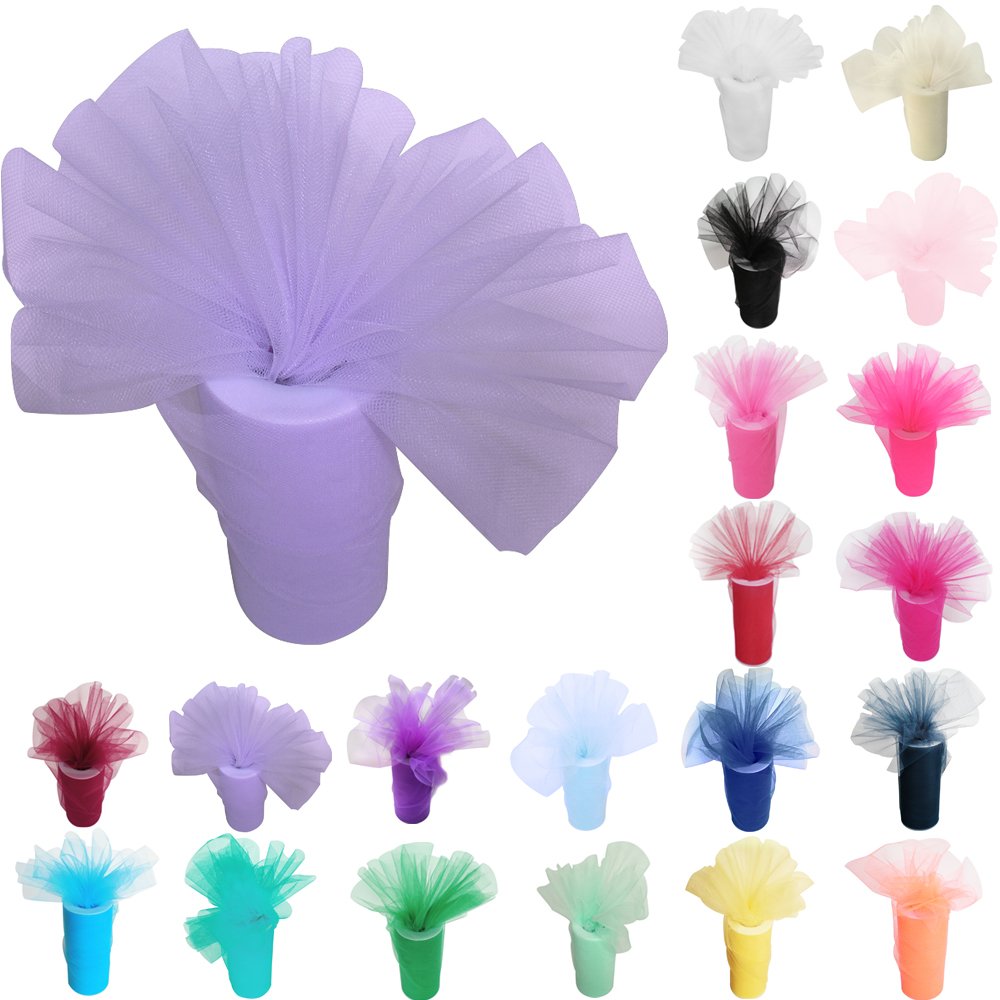 Time to Sparkle 6 Inchs x 25yards/75FT Tulle Roll Spool Tutu Party Birthday Wraping Crafts Bridal Bow Skirt Wedding Decor, Lavender