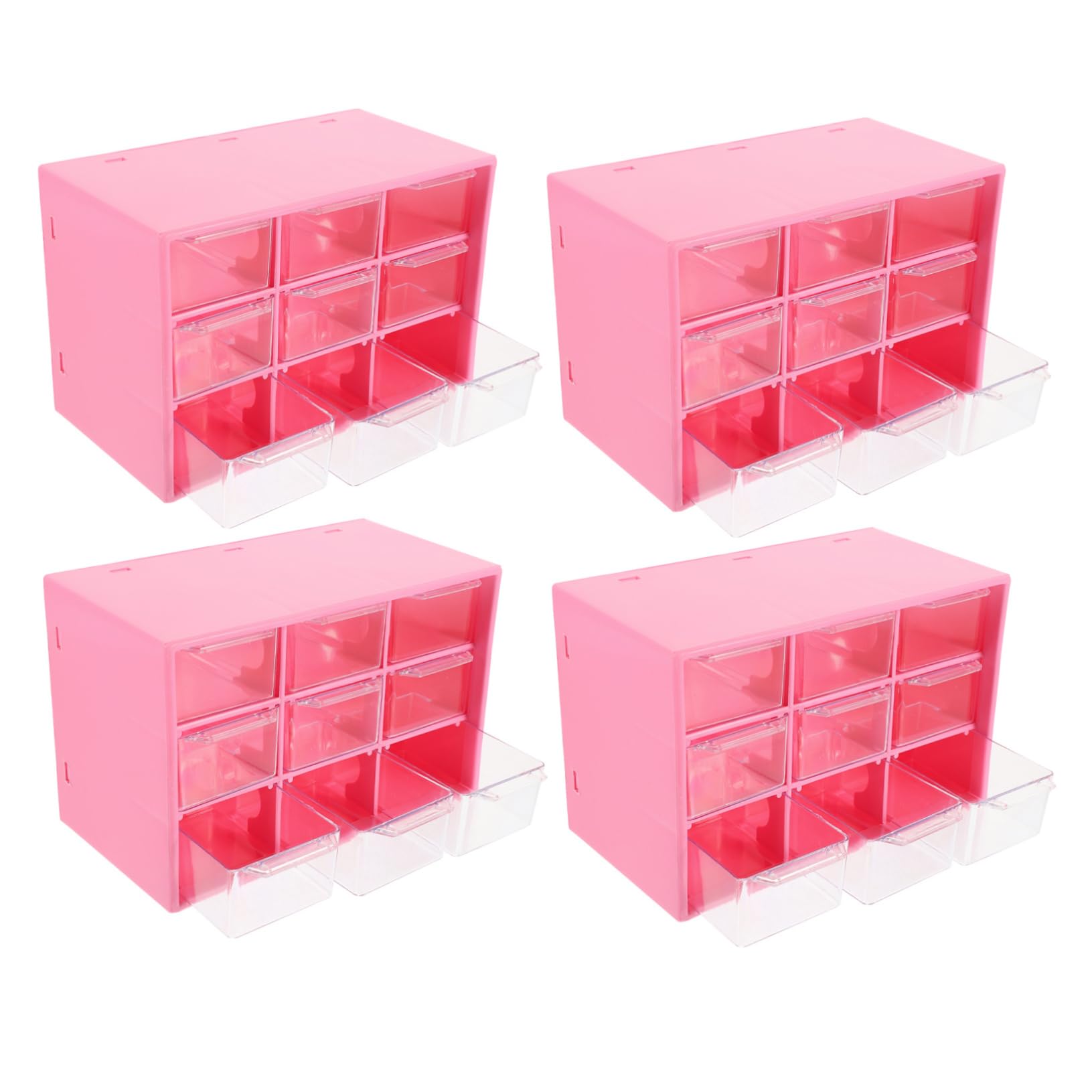 HOMSFOU 4pezzi Cassettiera Di Plastica Trasparente Per Organizzare Piccoli Oggetti Come Orecchini Perline Bottoni e Altro Per Scrivania Spazio Di Archiviazione