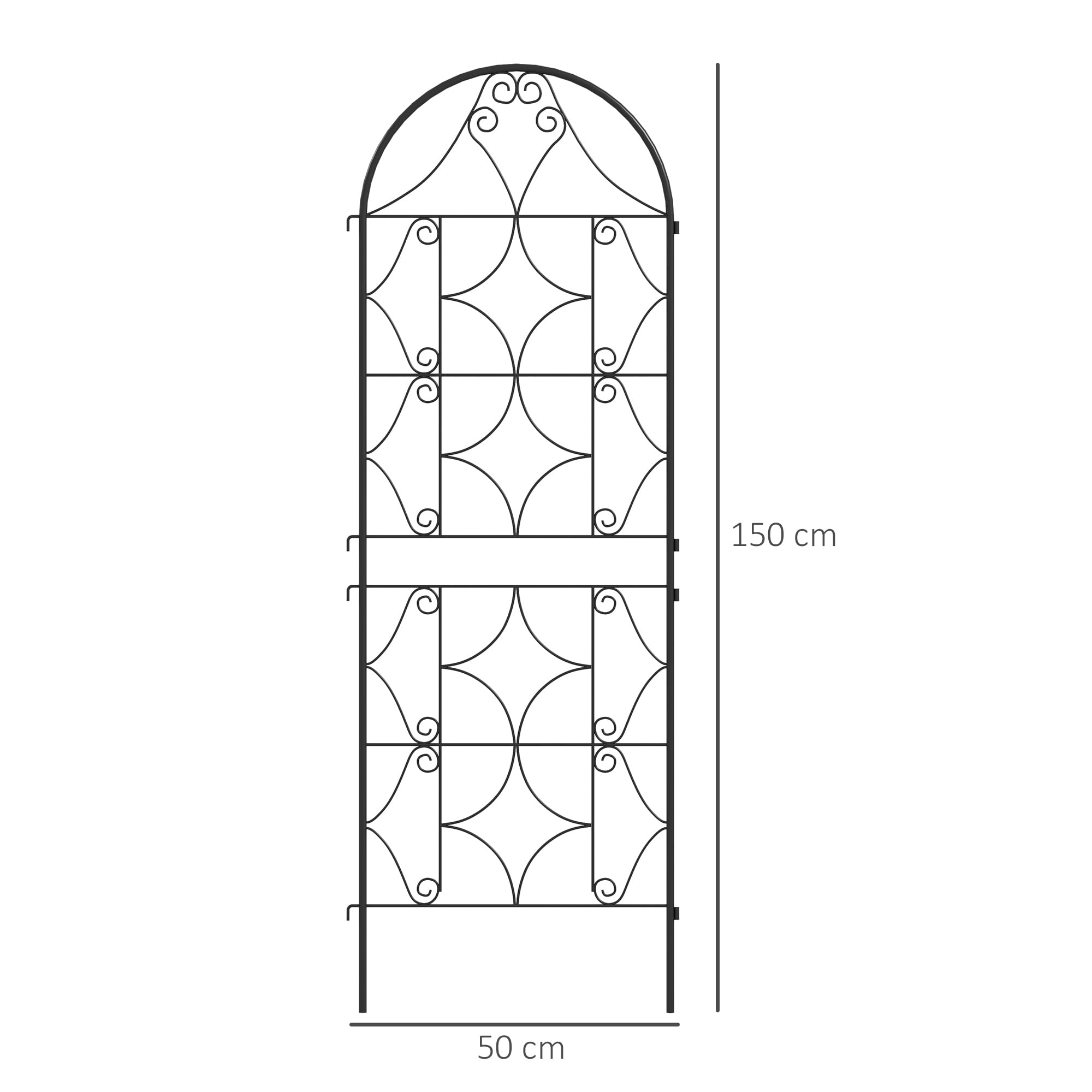 Outsunny Support pour Plantes Grimpantes Lot de 2 Métal 50 x 150 cm Noir | Motif Irrégulier, Treillis de Jardin, pour Légumes, Vignes, Fleurs, Extérieur
