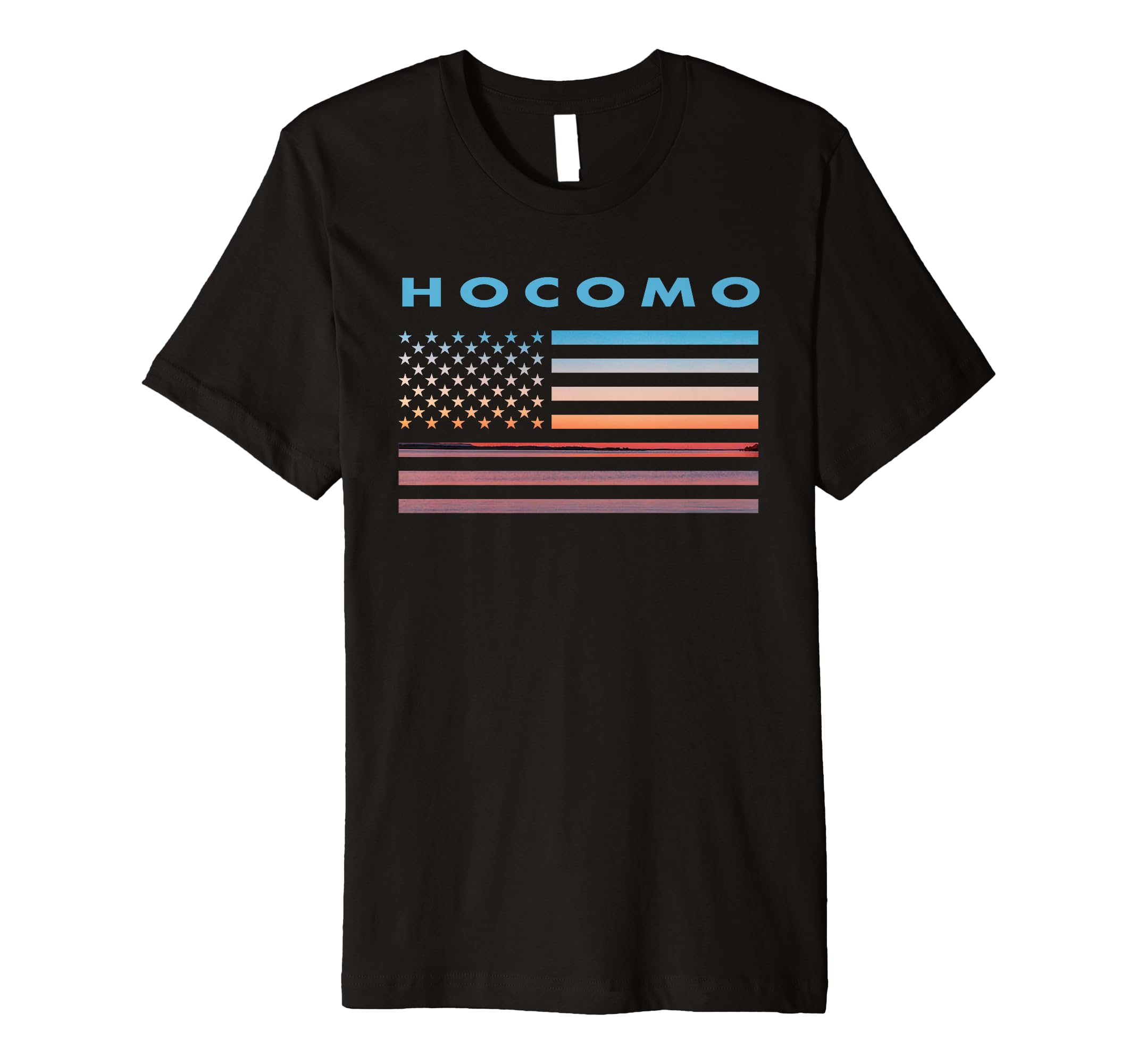 Vintage Sunset American Flag Hocomo, Missouri Premium T-Shirt