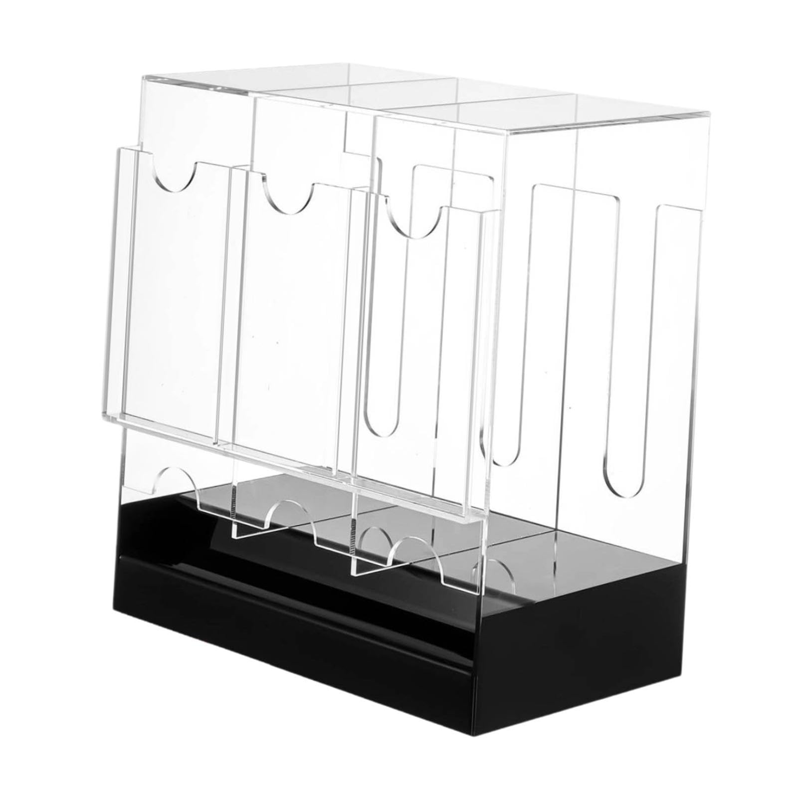 Distributeur de Boosters Présentoir Cartes Vitrine Organiseur Boîte Rangement Acrylique Résistant Support Stable et Packs Debout Adapté Au Bureau Sall, Fond Noir, 3 Emplacements