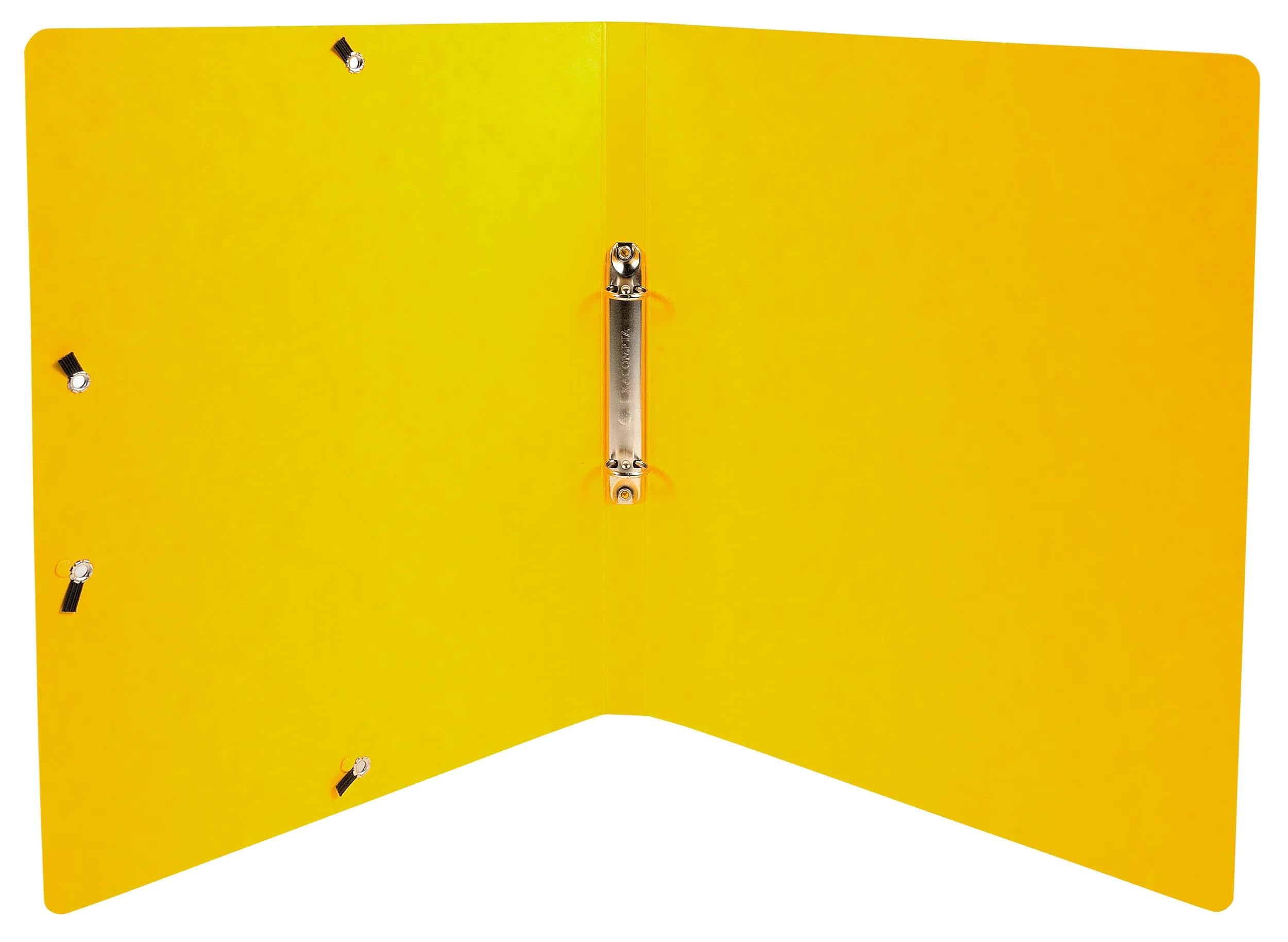 Exacompta - Rif. 54899E - Cartone da 20 raccoglitori per biglietti lucidi, con elastici, 2 anelli rotondi 15 mm, dorso 20 mm, dimensioni esterne: 32 x 25 cm, formato A4, giallo