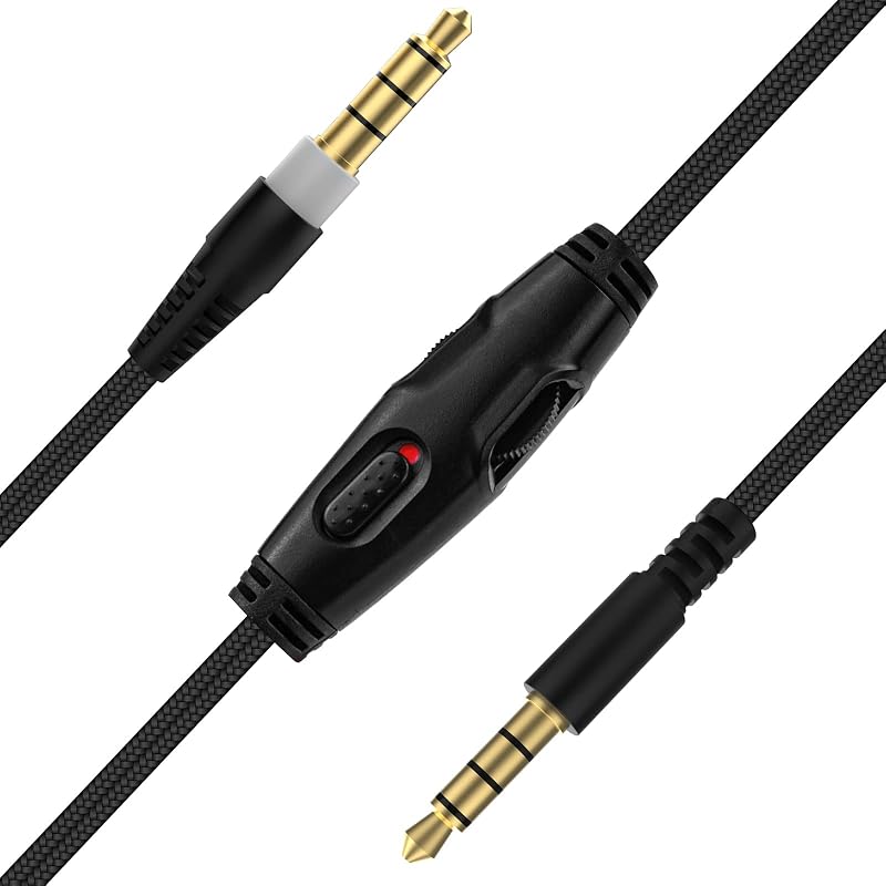 HyperX Cloud Alpha Replacement Cable - Compatible with Cloud Alpha, Mix, Flight, Logitech G633, G933 Gaming Headsets - 3.5mm Audio Cable with Mute & Volume Control (No Mic, 4.9ft)