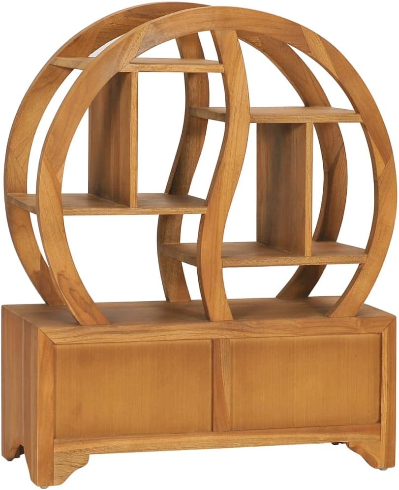 Solid Teak Wood Yin Yang Cabinet with Shelf for Living Room Storage and Display, 4 Drawers and Shelves for Organizing Essentials, Durable Construction and Classic Design