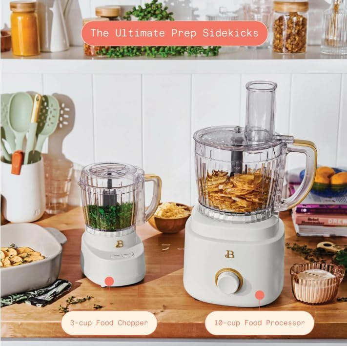 Beautiful by Drew Barrymore 3-Cup Electric Food Chopper, White Icing – Compact & Stylish Design