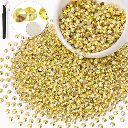 Image of 3000PCS SS20 /5mm Crystal Glass Rhinestones for Bedazzling (Metal Sunlight) | Flatback Rhinestones for Crafting DIY Nail Art Makeup Decoration, Gems Diomand Charms for Tumbler Shoes Clothing Mug